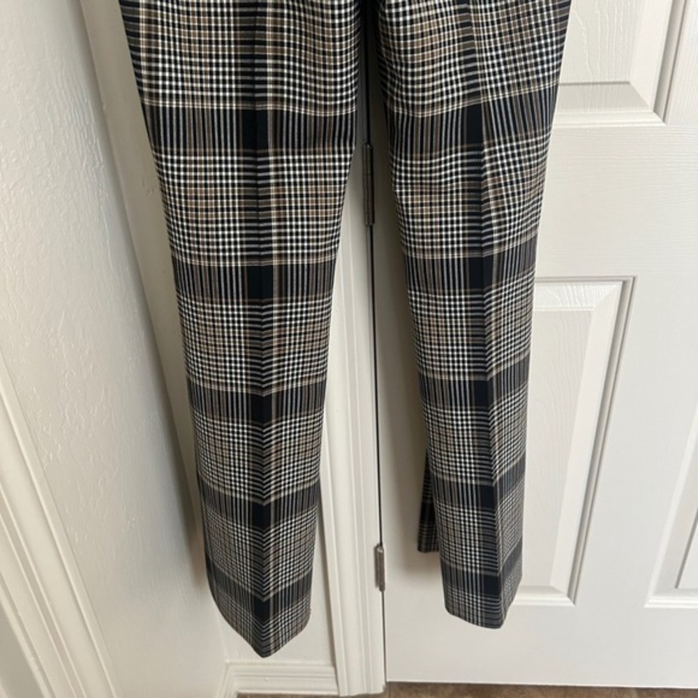 Theory Demitria 4 Becket Portland Plaid Flare Pants Size 4 - Picture 6 of 10